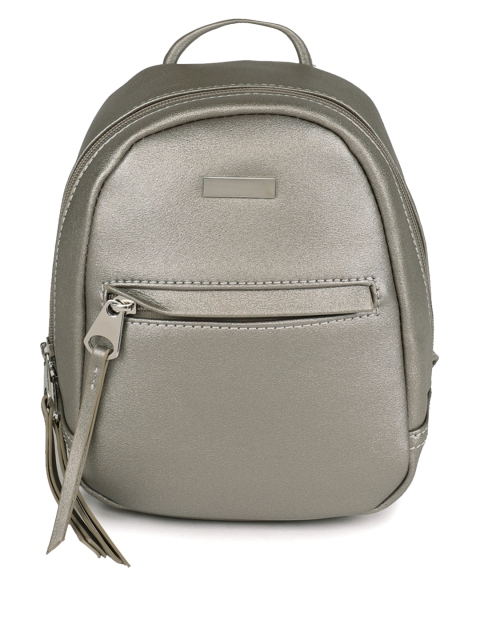 

DressBerry Women Gunmetal Toned Solid Backpack, Silver