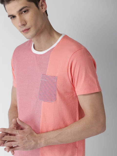 

Harvard Men Coral Colourblocked Round Neck T-shirt