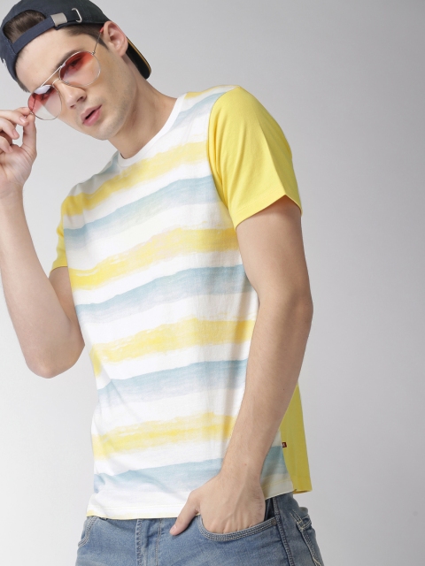 

Harvard Men Yellow Striped Round Neck T-shirt