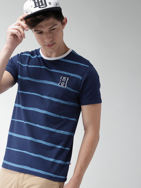 

Harvard Men Blue Striped Round Neck T-shirt