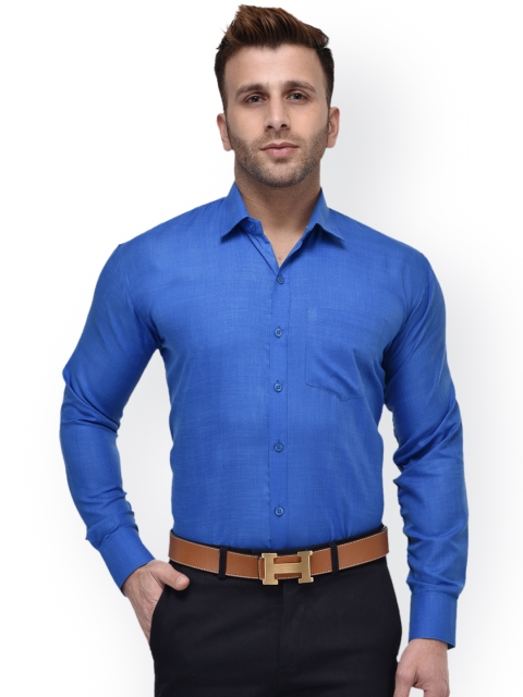 

Hangup Men Blue Regular Fit Solid Formal Shirt