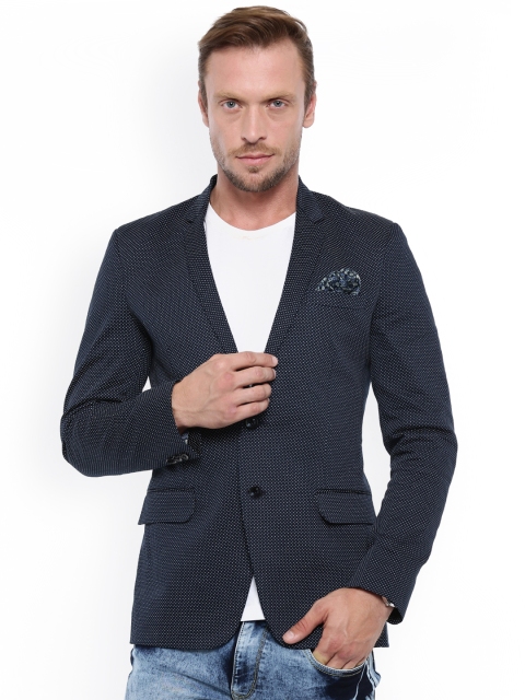

SHOWOFF Men Black Polka Dots Printed Slim Fit Single-Breasted Casual Blazer