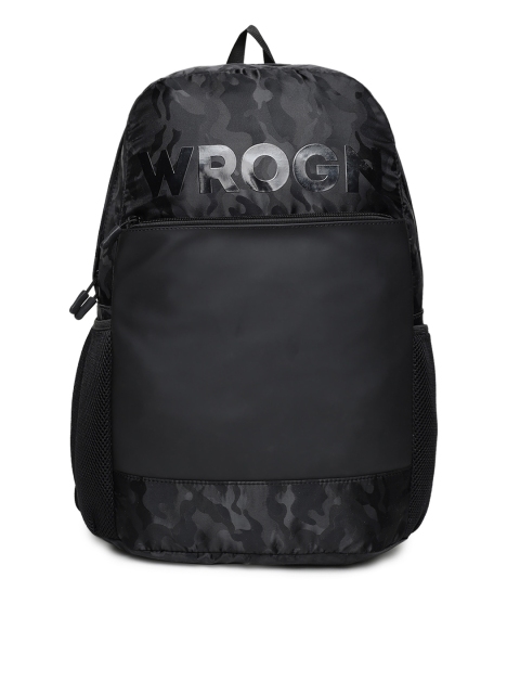 

WROGN Unisex Black Graphic Backpack