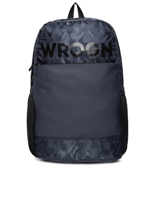 

WROGN Unisex Navy Blue Graphic Printed Backpack