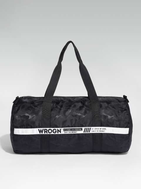 

WROGN Unisex Black Printed Duffel Bag