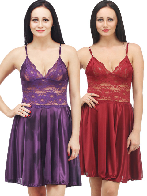 

Klamotten Pack of 2 Nightdresses 570839-1-570840-1, Maroon