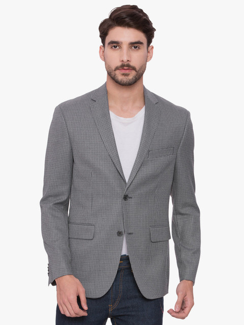 

SUITLTD Grey Regular Fit Single-Breasted Self Design Regular Fit Casual Blazer