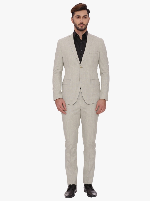 

SUITLTD Men Beige Single-Breasted Slim Fit Formal Suit