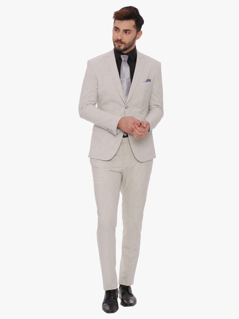 

SUITLTD Men Cream Single-Breasted Slim Fit Formal Suit