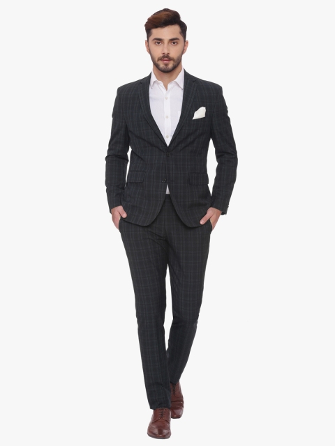 

SUITLTD Navy Checked Single-Breasted Formal Suit, Navy blue