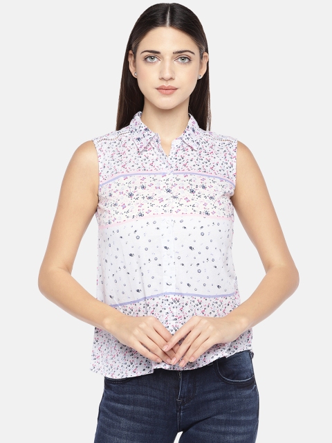 

People Women White Regular Fit Printed Casual Shirt