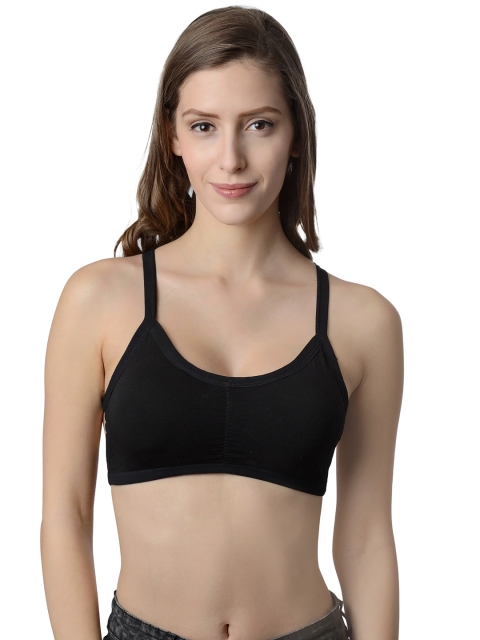 

Da Intimo Black Solid Non-Wired Lightly Padded Bralette Bra