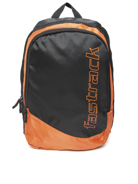 

Fastrack Men Black & Orange Brand Logo Print Backpack