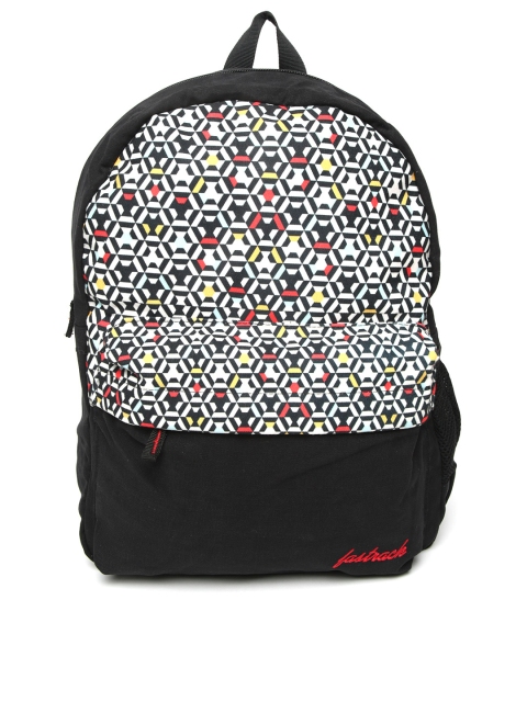 

Fastrack Women Black & Off-White Geometric Print Backpack
