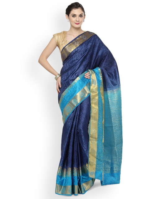 

Kvsfab Navy Blue Woven Design Silk Cotton Saree