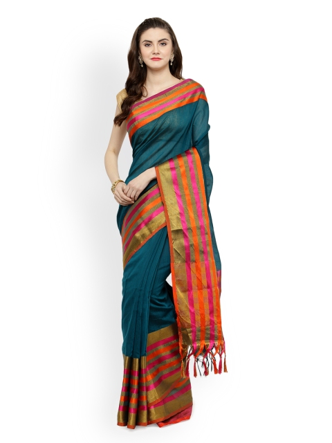 

Kvsfab Navy Blue Woven Design Silk Cotton Saree