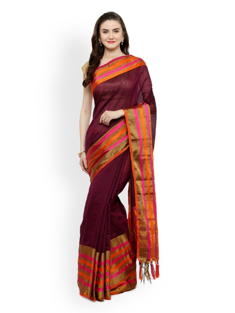 

Kvsfab Maroon Woven Design Silk Cotton Saree