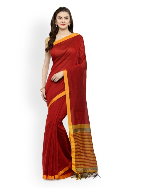

Kvsfab Red & Yellow Silk Cotton Woven Design Saree