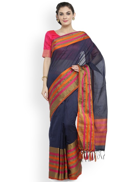 

Kvsfab Navy Blue Woven Design Silk Cotton Saree