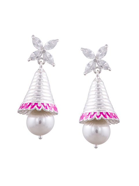 

ahilya Sterling Silver Pink Contemporary Drop Earrings