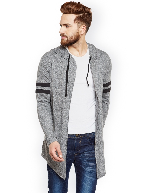 

CHILL WINSTON Men Grey Solid Hooded Sweatshirt