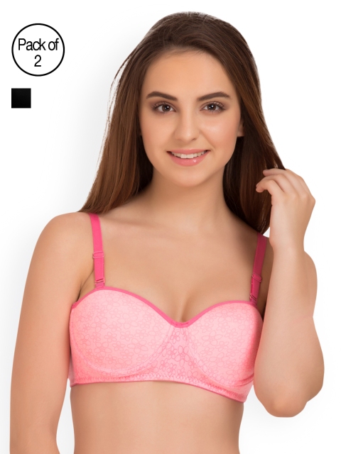 

Tweens Pack of 2 Demi Cup Underwired Printed Bras TW1221, Black