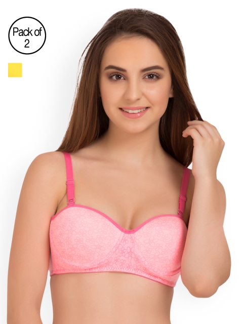 

Tweens Pack of 2 Demi Cup Underwired Printed Bras TW1221-2201YL, Yellow