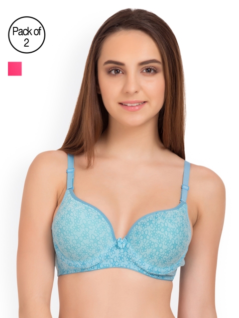 

Tweens Pack of 2 Printed Underwired T-shirt Bras TW1522-1529, Blue