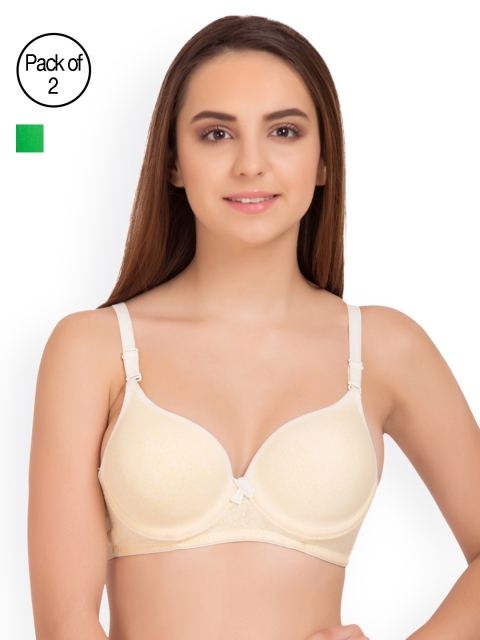 

Tweens Pack of 2 Printed Underwired T-shirt Bras TW1523, Green