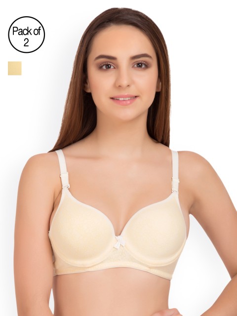 

Tweens Pack of 2 Printed Underwired T-shirt Bras TW1523, Cream