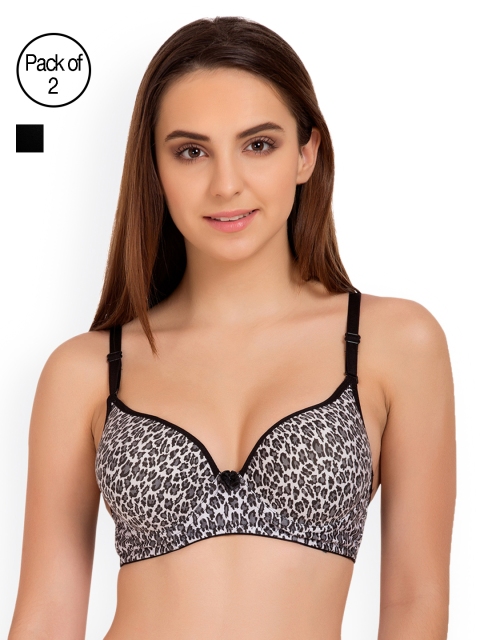 

Tweens Pack of 2 Printed Underwired T-shirt Bras TW1526, Black