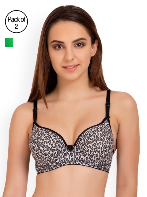 

Tweens Pack of 2 Printed Underwired T-shirt Bras TW1526, Black