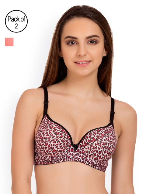 

Tweens Pack of 2 Printed Underwired T-shirt Bras TW1527, Magenta