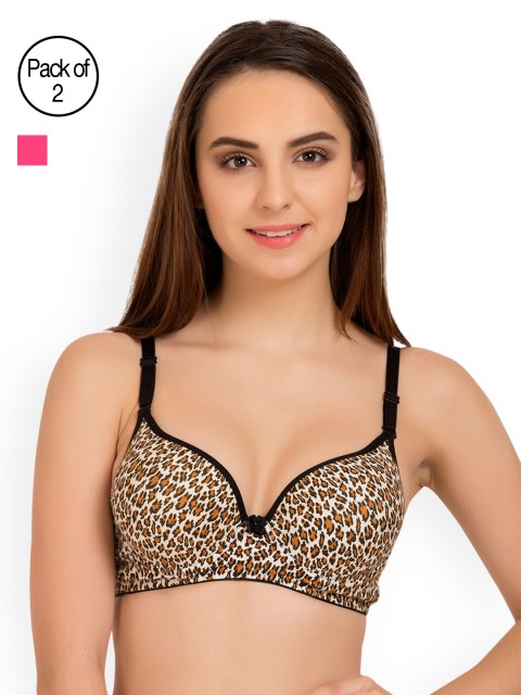 

Tweens Pack of 2 Printed Underwired T-shirt Bras TW1528, Brown