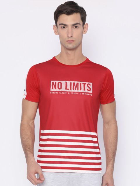 

Proline Active Men Red Printed Round Neck T-shirt