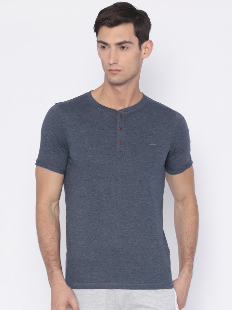 

Proline Active Men Blue Solid Henley Neck T-shirt