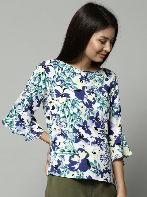 

Marks & Spencer Women Blue Printed Top