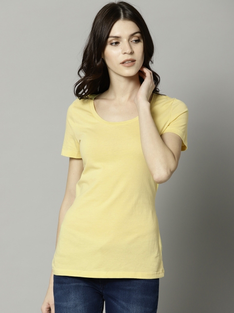 

Marks & Spencer Women Yellow Solid Fitted Top