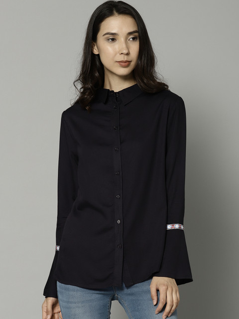 

Marks & Spencer Women Navy Blue Self-Design Top