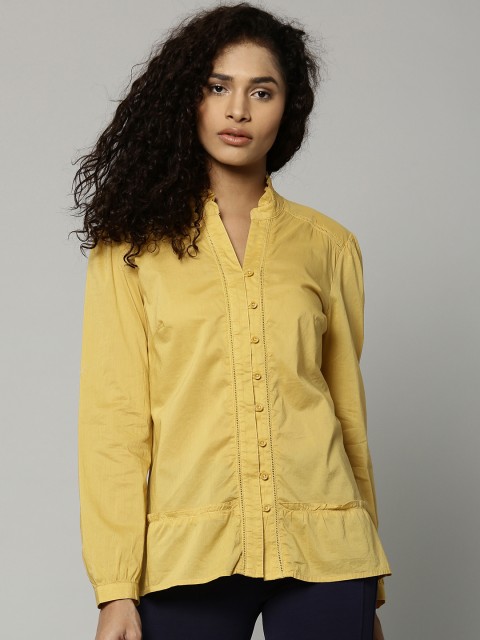 

Marks & Spencer Women Mustard Yellow Solid Shirt Style Top