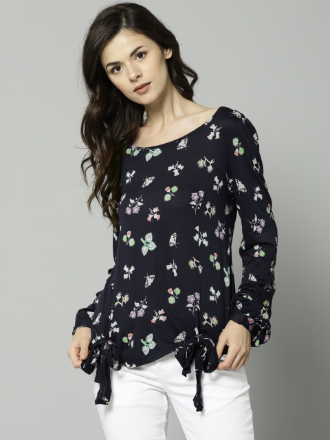 

Marks & Spencer Women Navy Blue Printed Top