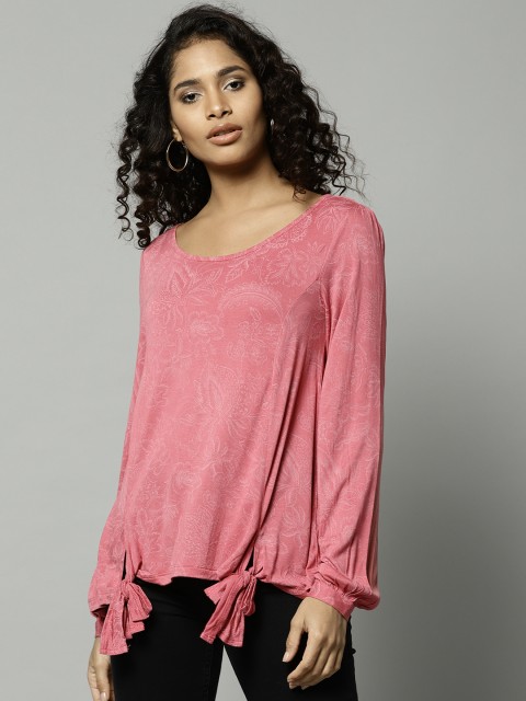 

Marks & Spencer Women Pink Solid Top with Tie-Up Detail