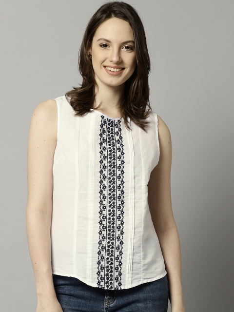

Marks & Spencer Women White Embroidered Top