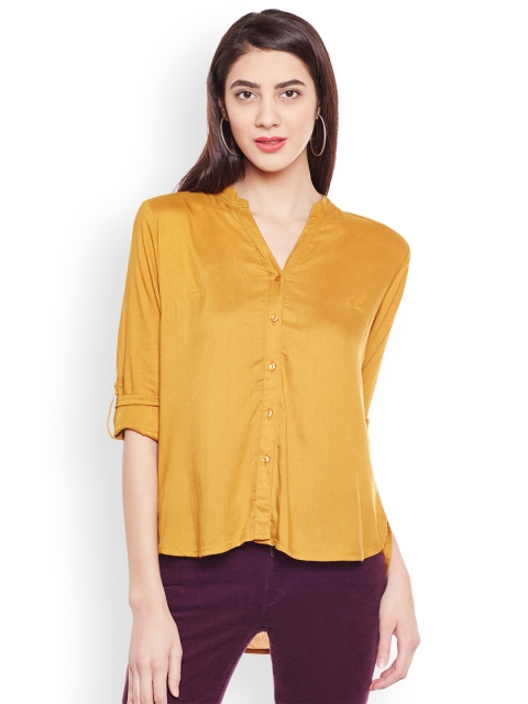 

Ruhaans Women Mustard Yellow Comfort Fit Solid Casual Shirt