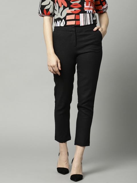 

Marks & Spencer Women Black Solid Cropped Trousers