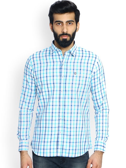 

Duke Men Blue & White Slim Fit Checked Casual Shirt
