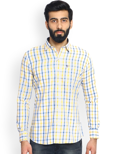 

Duke Men Yellow & Blue Slim Fit Checked Casual Shirt