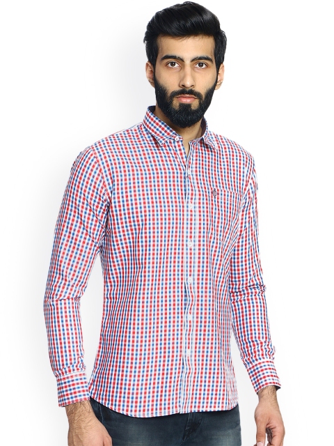 

Duke Men Red & Blue Slim Fit Checked Casual Shirt