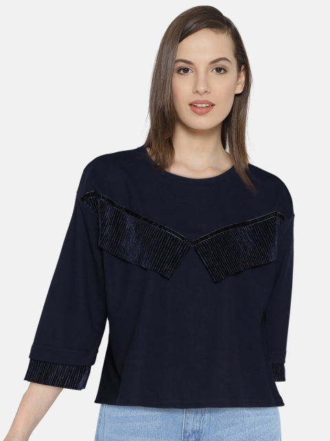 

Vero Moda Women Navy Solid Top, Navy blue