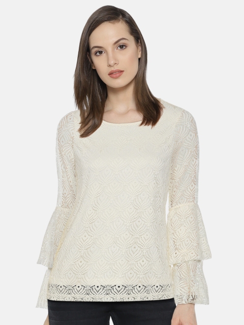 

Vero Moda Women Off-White Self Design Top